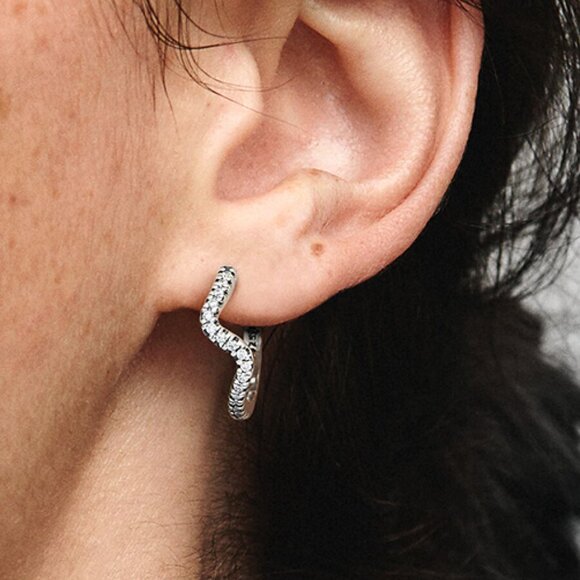 Pandora Sparkling Wave Hoop Earrings - Picture 3 of 6
